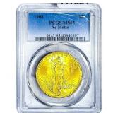 1908 $20 Gold Double Eagle PCGS MS65 No Motto
