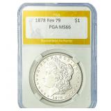 1878 Rev 79 Morgan Silver Dollar PGA MS66