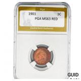 1901 Indian Head Cent PGA MS63 RED
