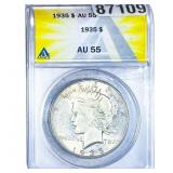 1935 Silver Peace Dollar ANACS AU55