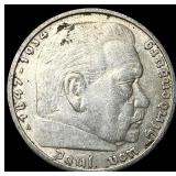 1936 Germany Silver 5 Riechsmark