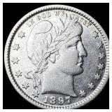 1897 Silver Barber Quarter NEARLY UNCIRCULATED