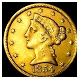 1854-C Weak C $5 Gold Half Eagle