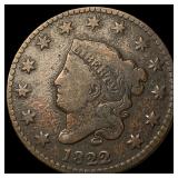 1822 Copper Large Cent LIGHTLY CIRCULATED