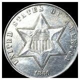 1860 Silver Three-Cent Piece CLOSELY UNCIRCULATED