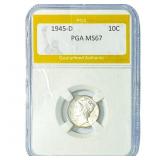 1945-D Mercury Silver Dime PGA MS67