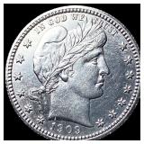 1909-S Silver Barber Quarter CHOICE AU