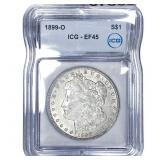 1899-O Morgan Silver Dollar ICG EF45