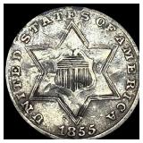 1855 Silver Three-Cent Piece HIGH GRADE