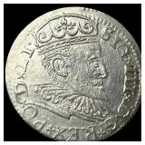 1596 Silver 3 Groschen Poland Sigismund III Vasa U