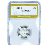 1945-D Mercury Silver Dime PGA MS67+