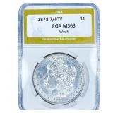 1878 7/8TF Morgan Silver Dollar PGA MS63 Weak