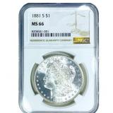 1881-S Morgan Silver Dollar NGC MS66