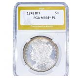1878 8TF Morgan Silver Dollar PGA MS64+ PL