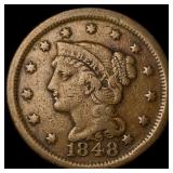 1848 Braided Hair Large Cent LIGHTLY CIRCULATED