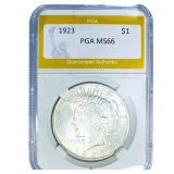 1923 Silver Peace Dollar PGA MS66