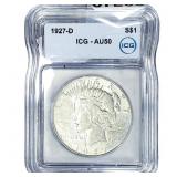 1927-D Silver Peace Dollar ICG AU50