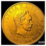 1915 Cuba Gold 20 Pesos .9675oz AGW