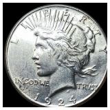 1924 Silver Peace Dollar CLOSELY UNCIRCULATED