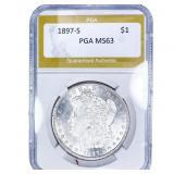 1897-S Morgan Silver Dollar PGA MS63