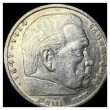 1938 Germany Silver 5 Reichsmark