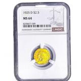 1925-D $2.50 Gold Quarter Eagle NGC MS64