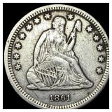 1861 Seated Liberty Quarter NEARLY UNCIRCULATED