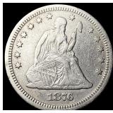 1876-CC Silver Quarter Dollar ABOUT UNCIRCULATED