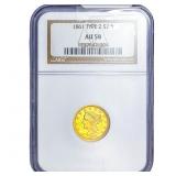1861 $2.50 Gold Quarter Eagle NGC AU58 Type 2