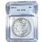 1891-O Morgan Silver Dollar ICG EF40