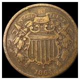 1864 Bronze Two-Cent Piece LIGHTLY CIRCULATED
