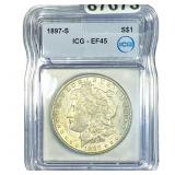 1897-S Morgan Silver Dollar ICG EF45