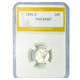 1945-D Mercury Silver Dime PGA MS67