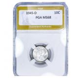 1945-D Mercury Silver Dime PGA MS68