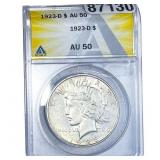 1923-D Silver Peace Dollar ANACS AU50