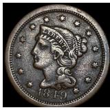 1849 Braided Hair Large Cent NEARLY UNCIRCULATED