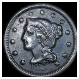 1854 Braided Hair Large Cent NEARLY UNCIRCULATED