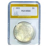 1921 Morgan Silver Dollar PGA MS66