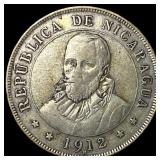 1912 Nicaragua Silver 50 Centavos