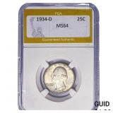 1934-D Washington Silver Quarter PGA MS64