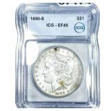 1890-S Morgan Silver Dollar ICG EF45