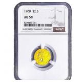 1909 $2.50 Gold Quarter Eagle NGC AU58