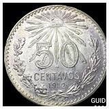 1912 Mexico Silver 50 Centavos