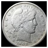 1908-D Silver Barber Half Dollar ABOUT UNCIRCULATE