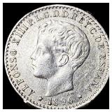 1896-PG Puerto Rico Silver 40 Centavos HIGH GRADE
