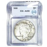 1935 Silver Peace Dollar ICG AU53