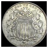 1867 Shield Nickel CLOSELY UNCIRCULATED