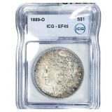 1889-O Morgan Silver Dollar ICG EF45