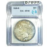 1928-S Silver Peace Dollar ICG EF45