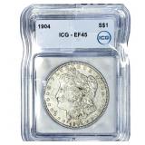 1904 Morgan Silver Dollar ICG EF45